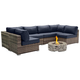 Lsi 4 Person Seating Group With Firepit And Sunbrella Cushions