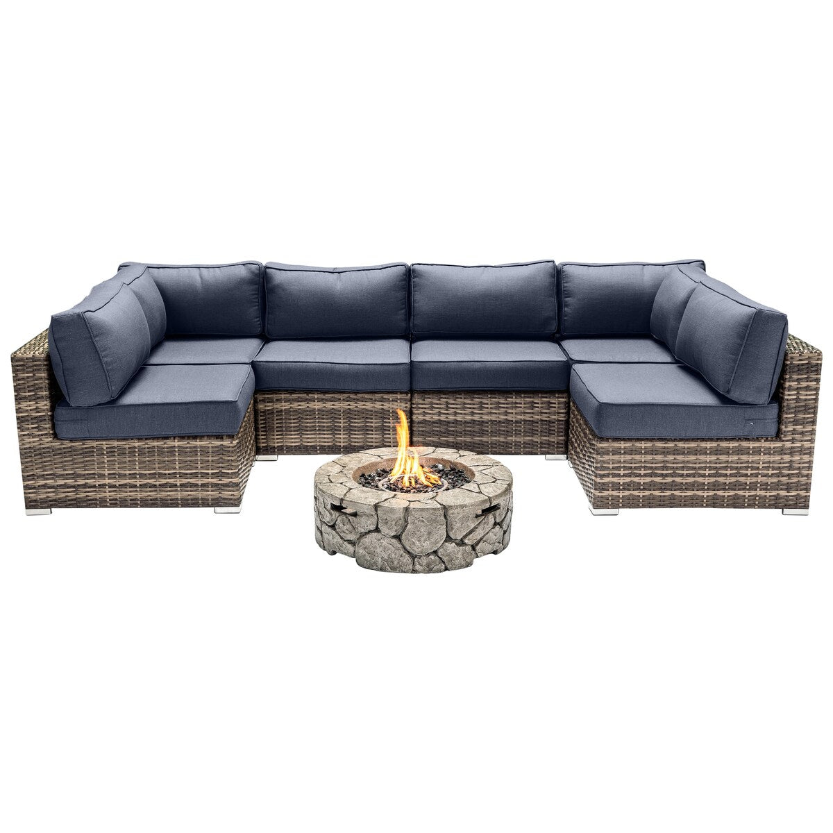 Lsi 4 Person Seating Group With Firepit And Sunbrella Cushions