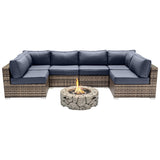 Lsi 4 Person Seating Group With Firepit And Sunbrella Cushions