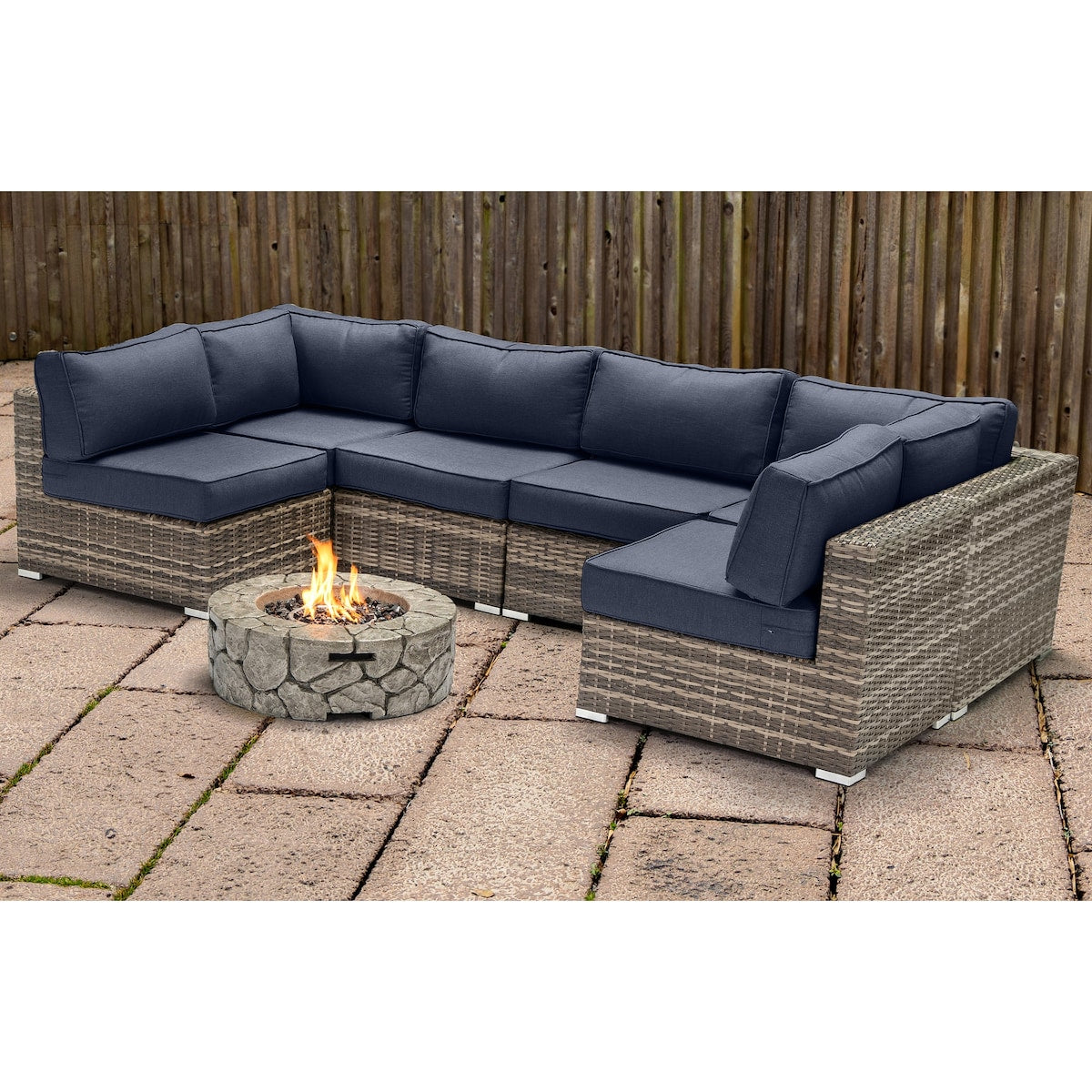 Lsi 4 Person Seating Group With Firepit And Sunbrella Cushions