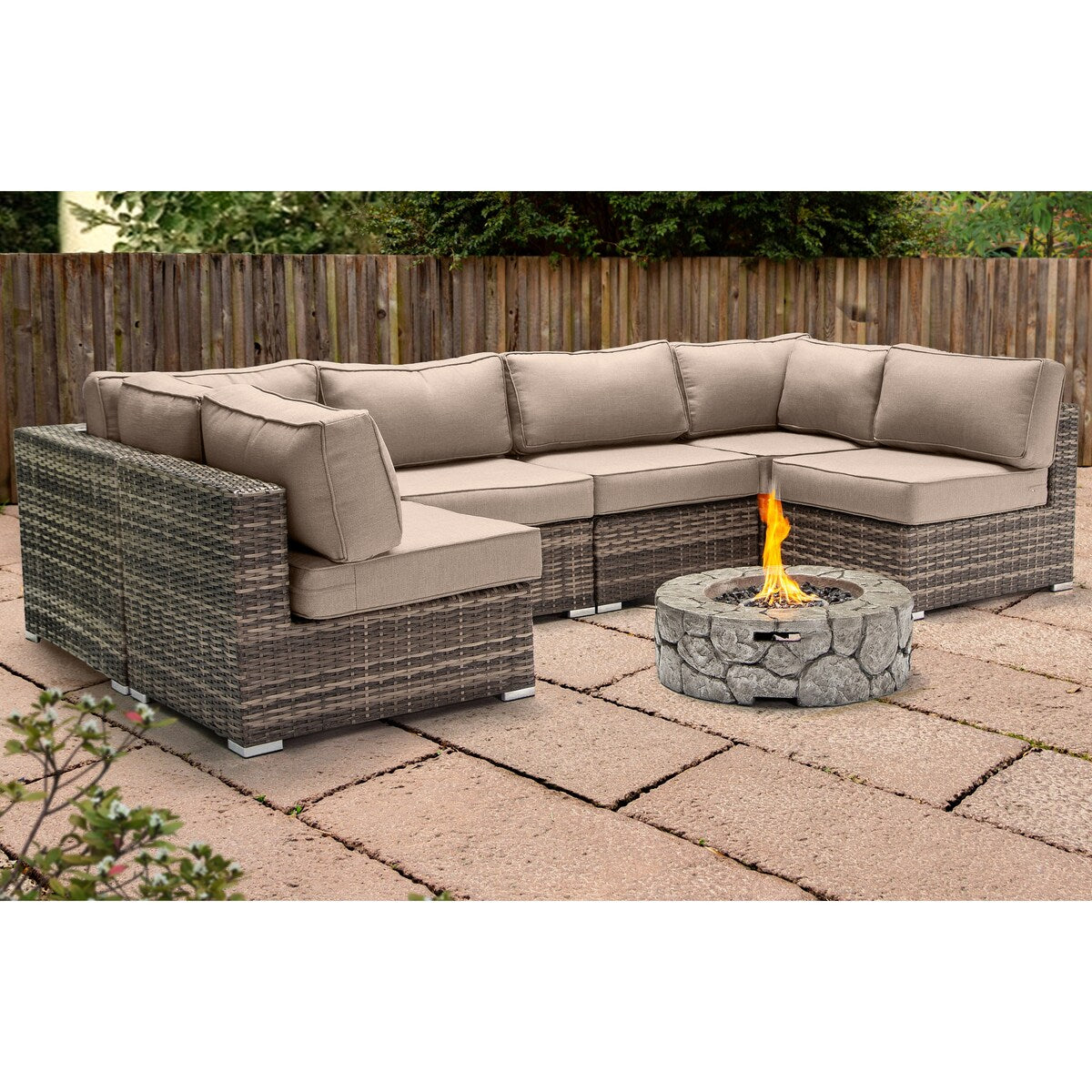 Lsi 4 Person Seating Group With Firepit And Sunbrella Cushions