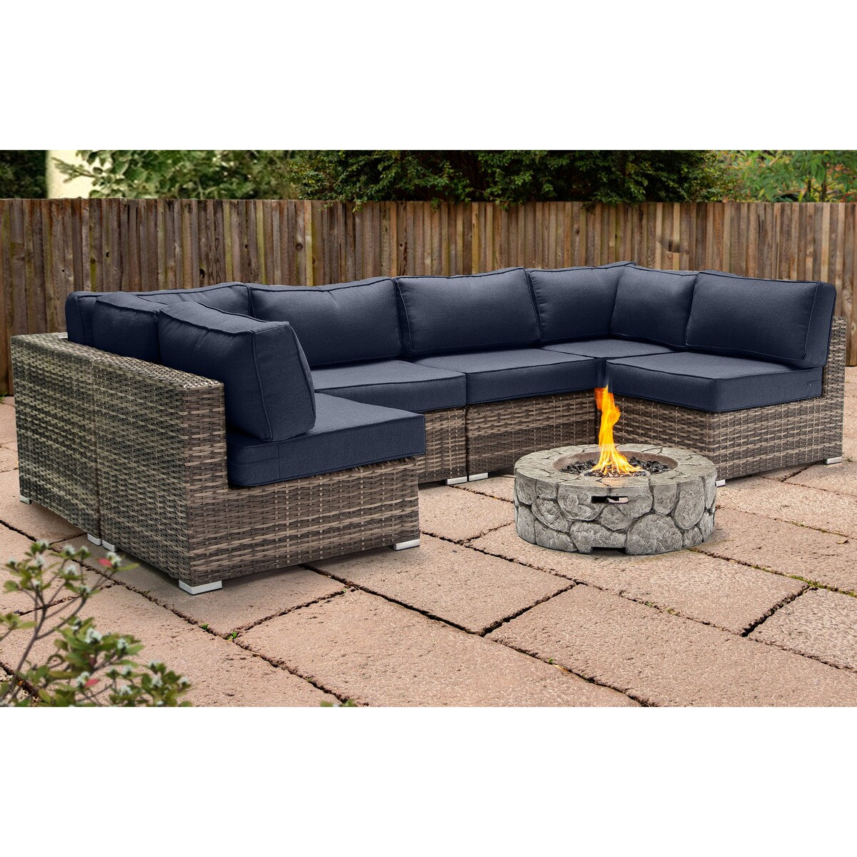 Lsi 4 Person Seating Group With Firepit And Sunbrella Cushions