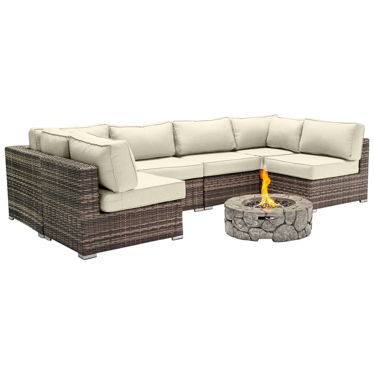Lsi 4 Person Seating Group With Firepit And Sunbrella Cushions