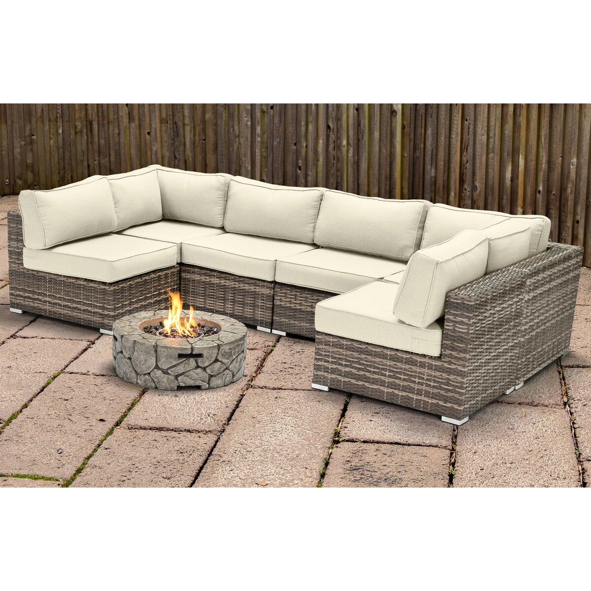 Lsi 4 Person Seating Group With Firepit And Sunbrella Cushions