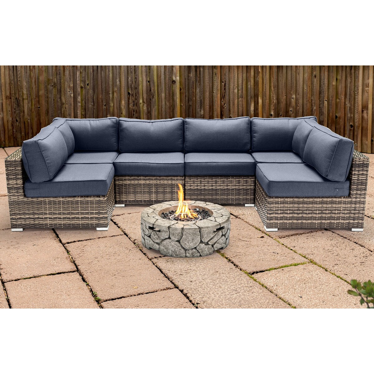 Lsi 4 Person Seating Group With Firepit And Sunbrella Cushions
