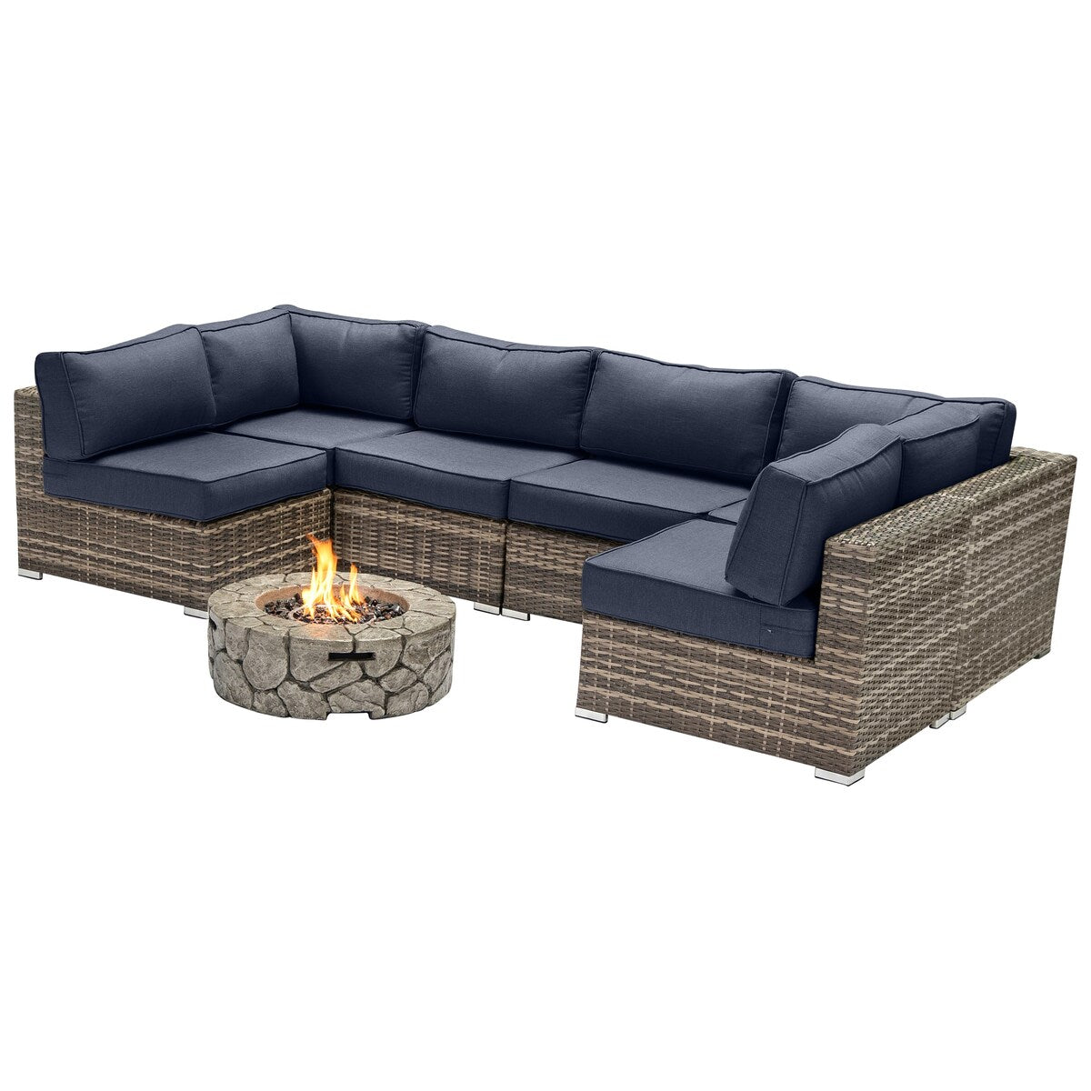 Lsi 4 Person Seating Group With Firepit And Sunbrella Cushions