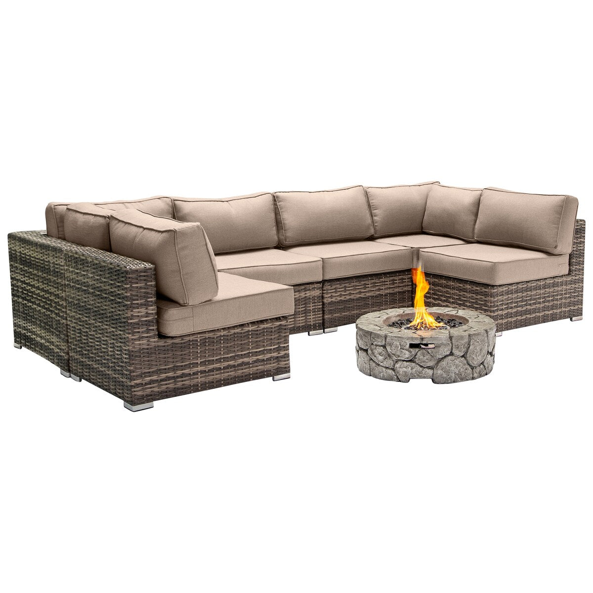 Lsi 4 Person Seating Group With Firepit And Sunbrella Cushions