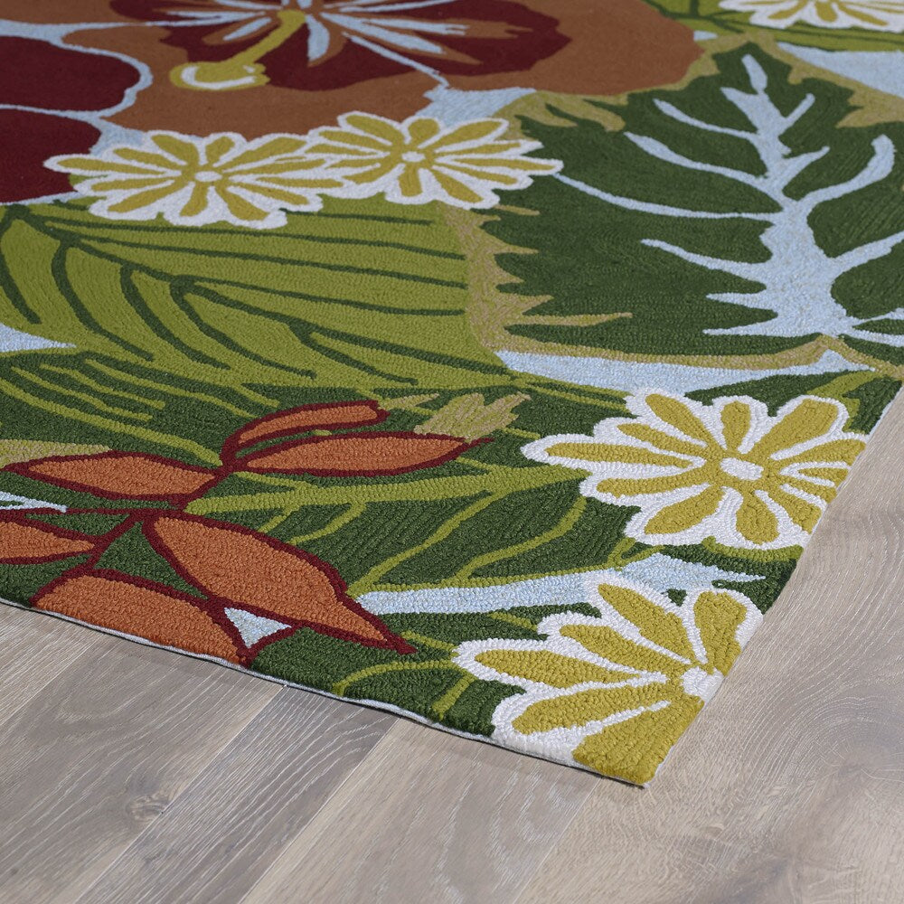 Luau Blue/ Green Indoor/ Outdoor Jungle Rug (2' x 3') - 2' x 3'