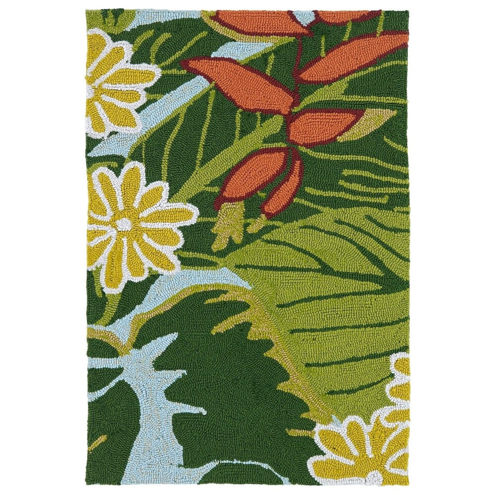 Luau Blue/ Green Indoor/ Outdoor Jungle Rug (2' x 3') - 2' x 3'