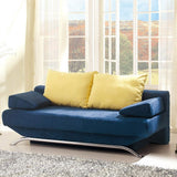 Luca Home Blue/ Yellow Microfiber Sofa Bed