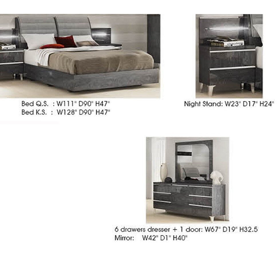 Luca Home Grey 3-piece Queen Bedroom Set