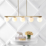 Luca Parisian 45.5" 5-Light Modern Glam Iron Globe Linear LED Pendant by JONATHAN Y