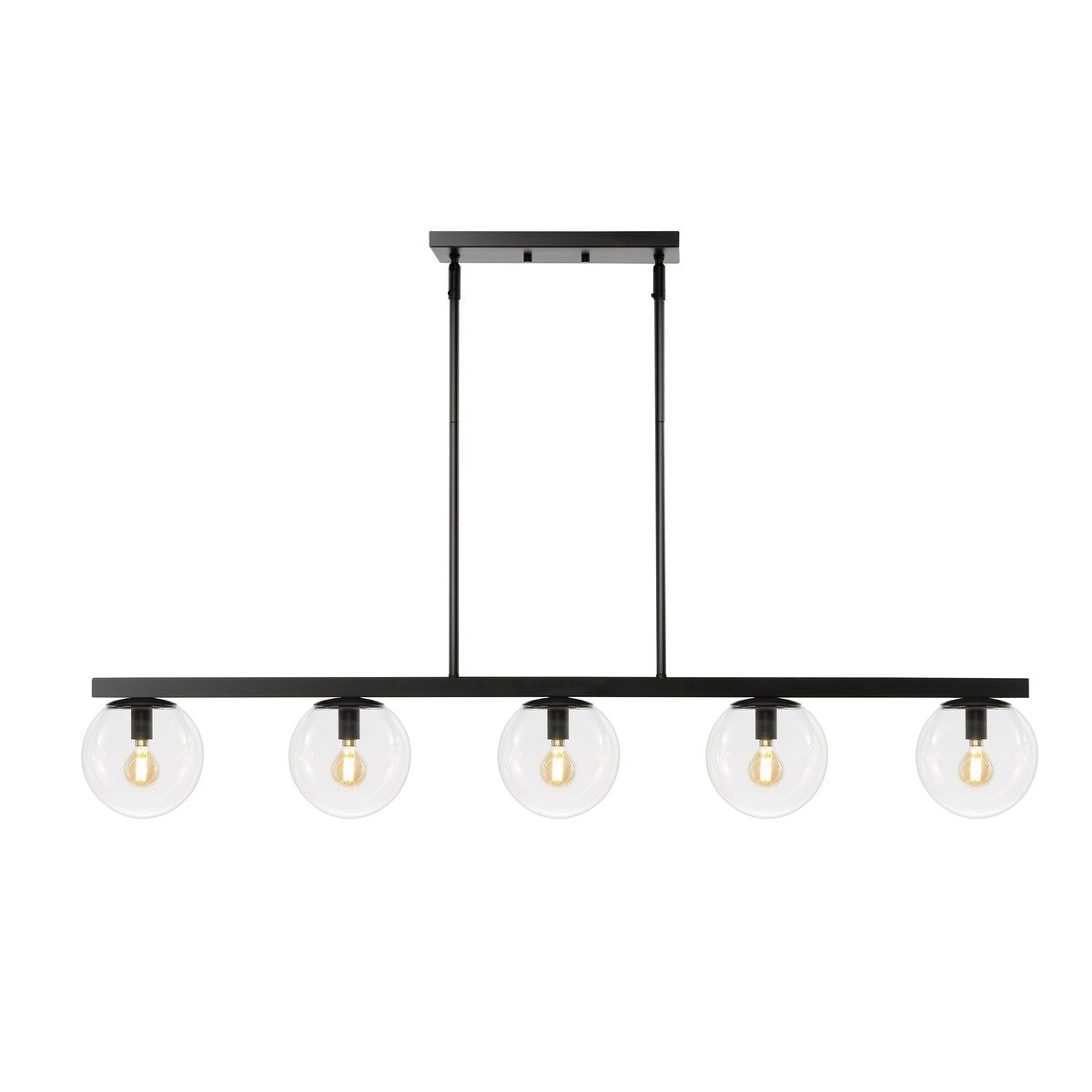 Luca Parisian 45.5" 5-Light Modern Glam Iron Globe Linear LED Pendant by JONATHAN Y