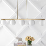 Luca Parisian 45.5" 5-Light Modern Glam Iron Globe Linear LED Pendant by JONATHAN Y