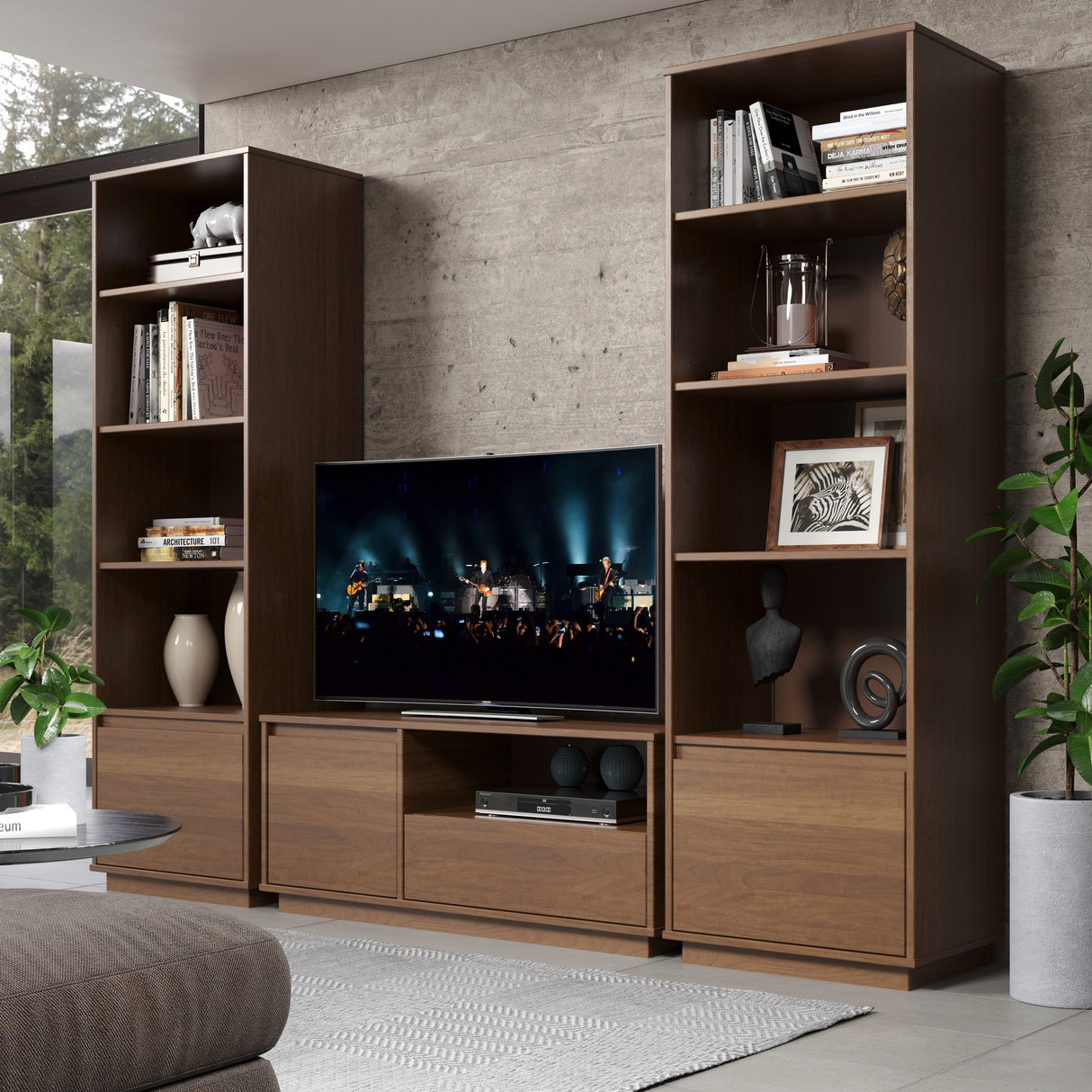 Lucas Mid Century Walnut Media Console TV Stand