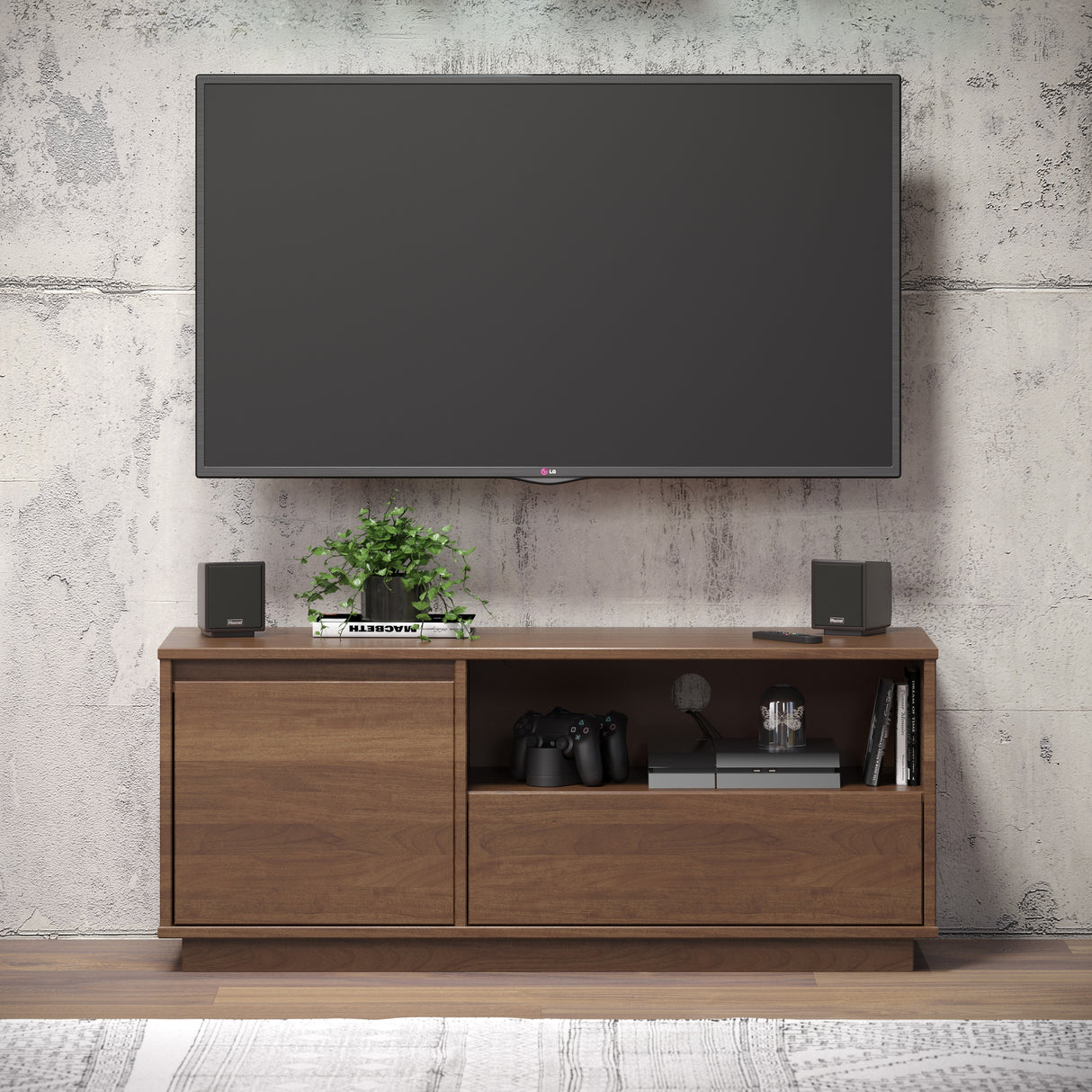 Lucas Mid Century Walnut Media Console TV Stand