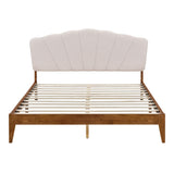 Lucass Shell Queen Wood Upholstered Platform Bed Frame