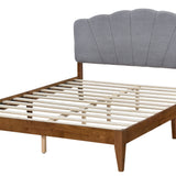 Lucass Shell Queen Wood Upholstered Platform Bed Frame