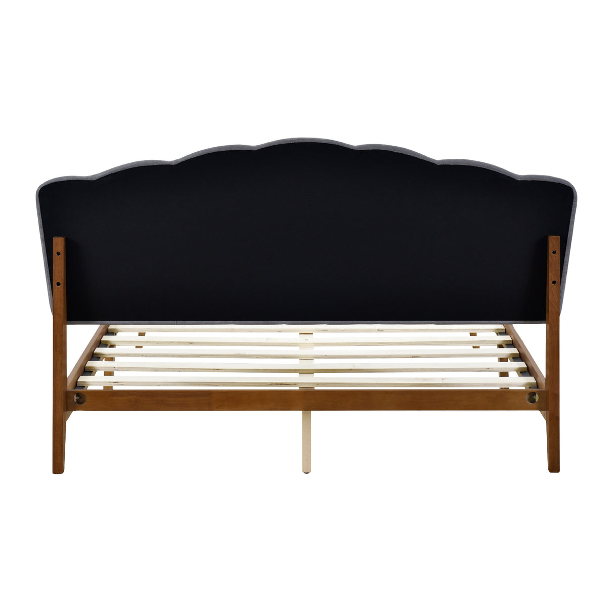 Lucass Shell Queen Wood Upholstered Platform Bed Frame
