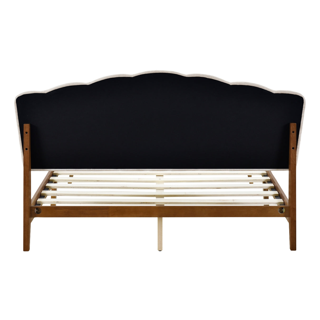 Lucass Shell Queen Wood Upholstered Platform Bed Frame
