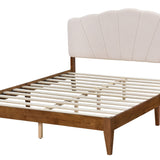 Lucass Shell Queen Wood Upholstered Platform Bed Frame