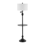 Luce 60" Metal/Glass LED Side Table and Floor Lamp, Chrome by JONATHAN Y - 60" H x 16" W x 16" D
