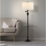 Luce 60" Metal/Glass LED Side Table and Floor Lamp, Chrome by JONATHAN Y - 60" H x 16" W x 16" D
