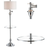 Luce 60" Metal/Glass LED Side Table and Floor Lamp, Chrome by JONATHAN Y - 60" H x 16" W x 16" D