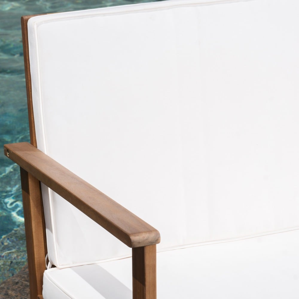 Luciano Outdoor 4-piece Acacia Wood Chat Set with Cushions by Christopher Knight Home