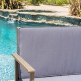 Luciano Outdoor 4-piece Acacia Wood Chat Set with Cushions by Christopher Knight Home