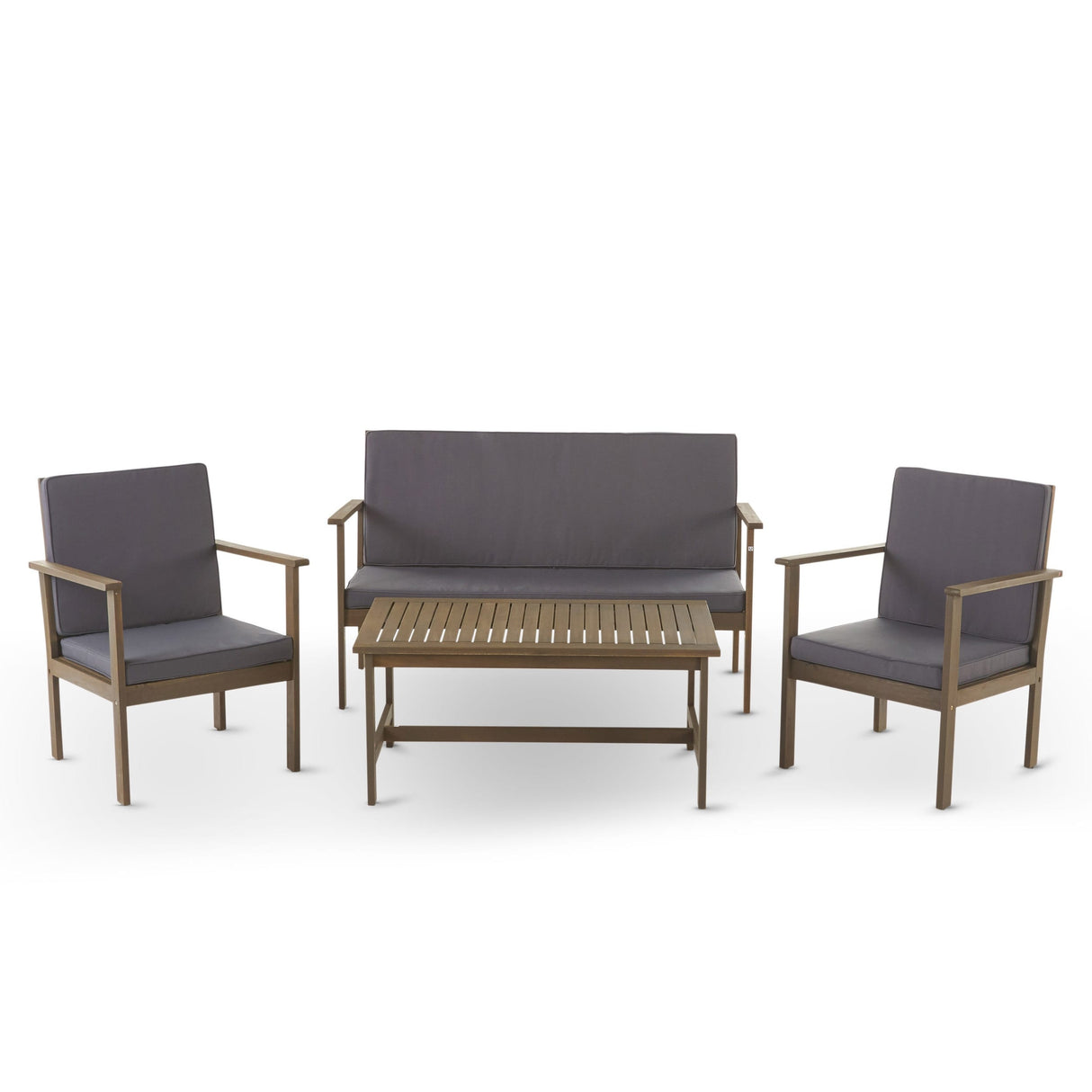 Luciano Outdoor 4-piece Acacia Wood Chat Set with Cushions by Christopher Knight Home