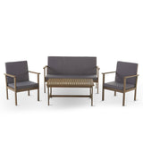 Luciano Outdoor 4-piece Acacia Wood Chat Set with Cushions by Christopher Knight Home