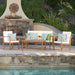 Luciano Outdoor 4-piece Acacia Wood Chat Set with Cushions by Christopher Knight Home