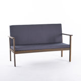 Luciano Outdoor Acacia Wood Bench with Cushions by Christopher Knight Home