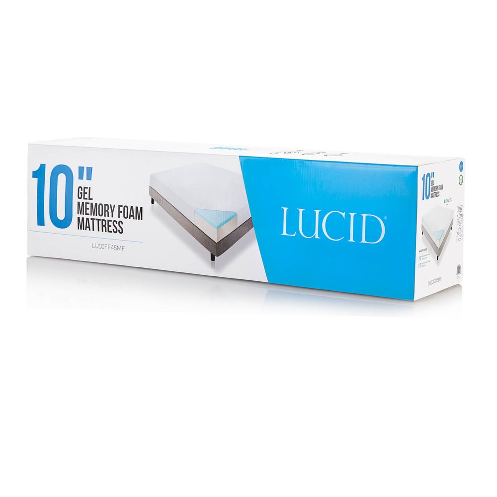 Lucid 10-inch Cal King-size Gel Memory Foam Mattress with 4 Down Blend Pillows