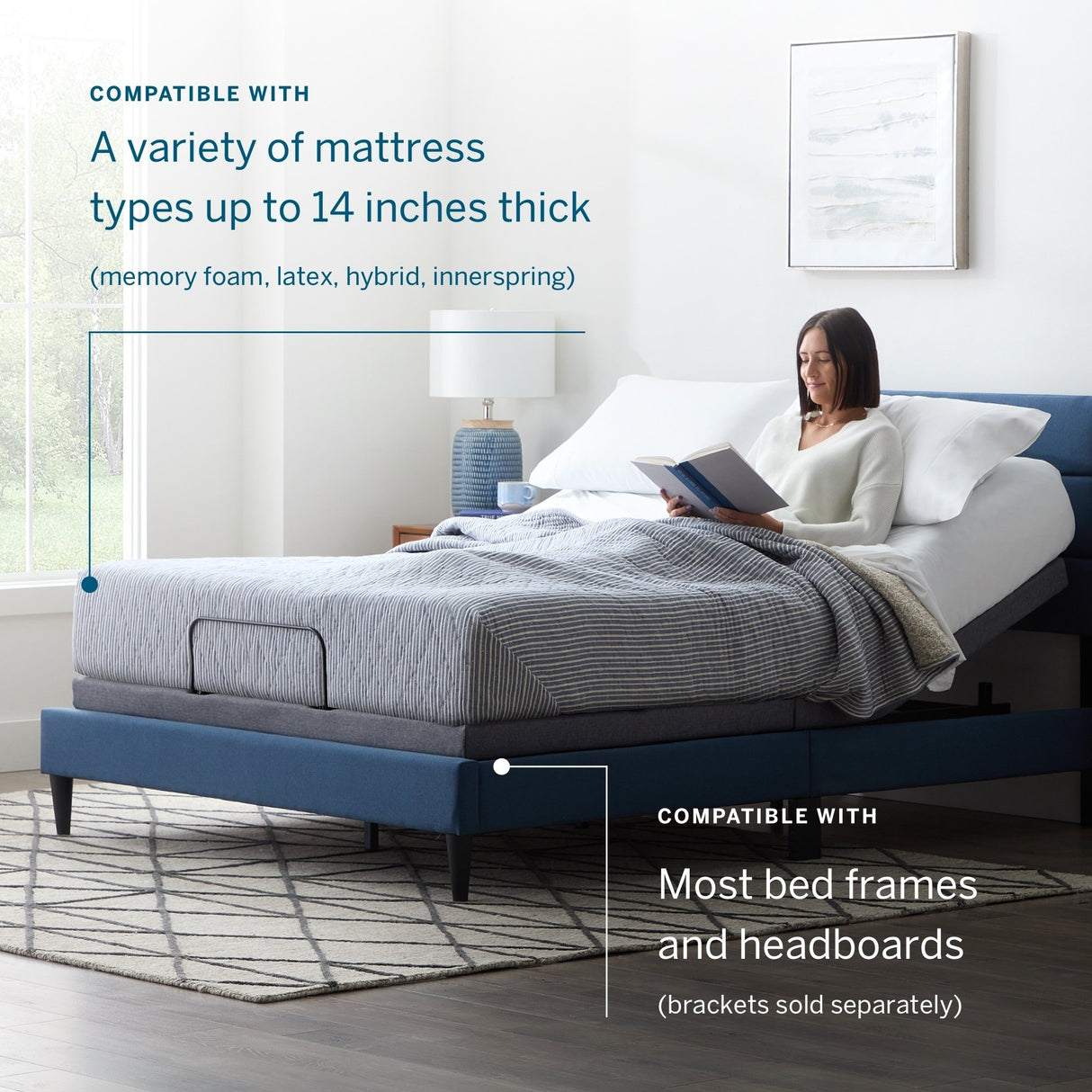 Lucid Comfort Collection 10-inch Gel Memory Foam Mattress and Deluxe Adjustable Bed Set