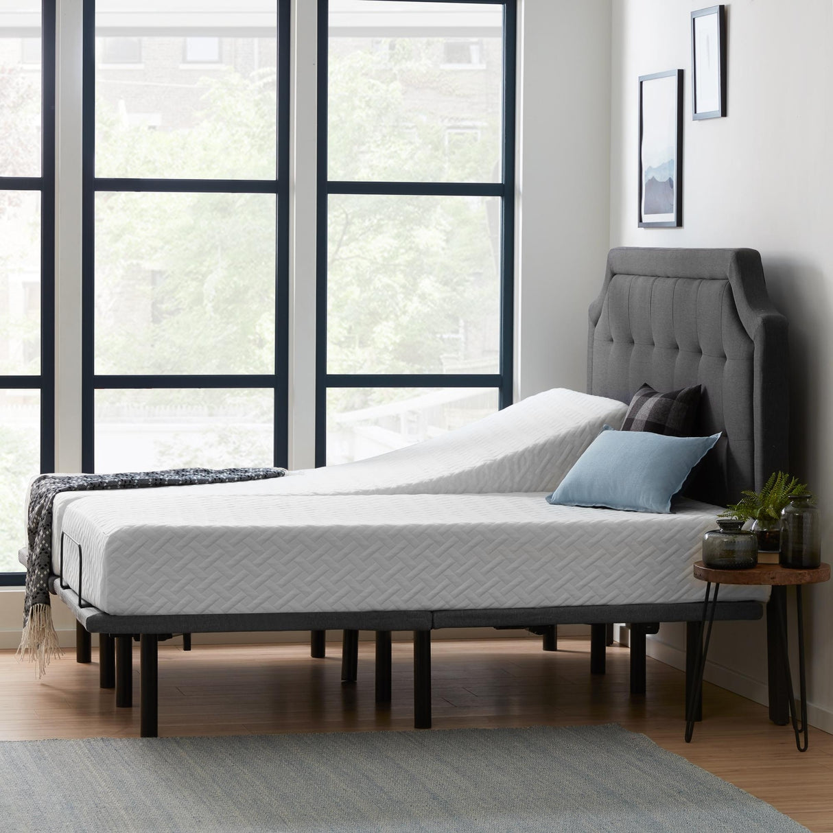 Lucid Comfort Collection 10-inch Gel Memory Foam Mattress and Deluxe Adjustable Bed Set
