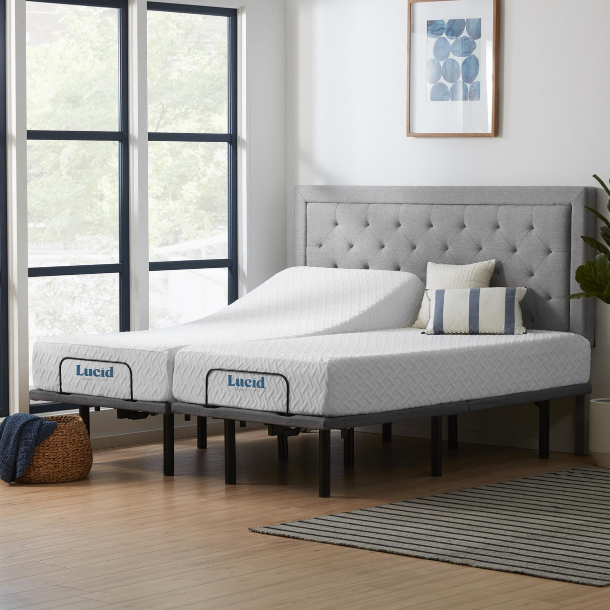 Lucid Comfort Collection 10-inch Gel Memory Foam Mattress and Deluxe Adjustable Bed Set