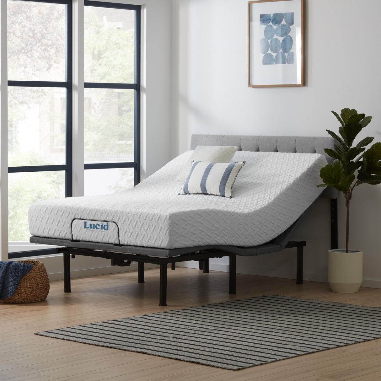 Lucid Comfort Collection 10-inch Gel Memory Foam Mattress and Deluxe Adjustable Bed Set