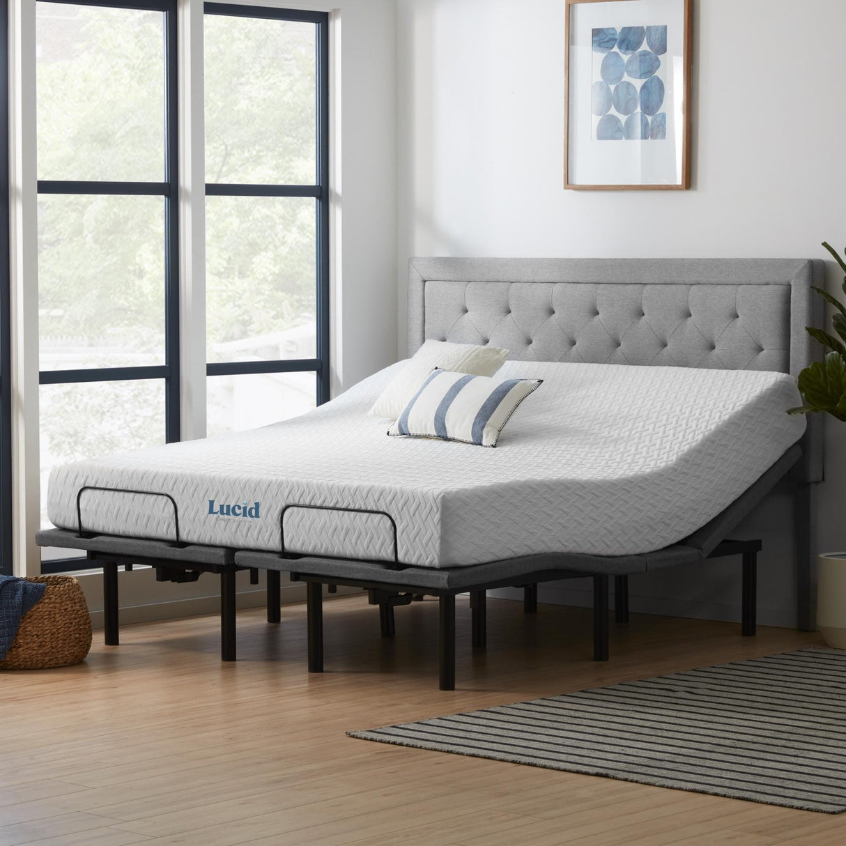 Lucid Comfort Collection 10-inch Gel Memory Foam Mattress and Deluxe Adjustable Bed Set