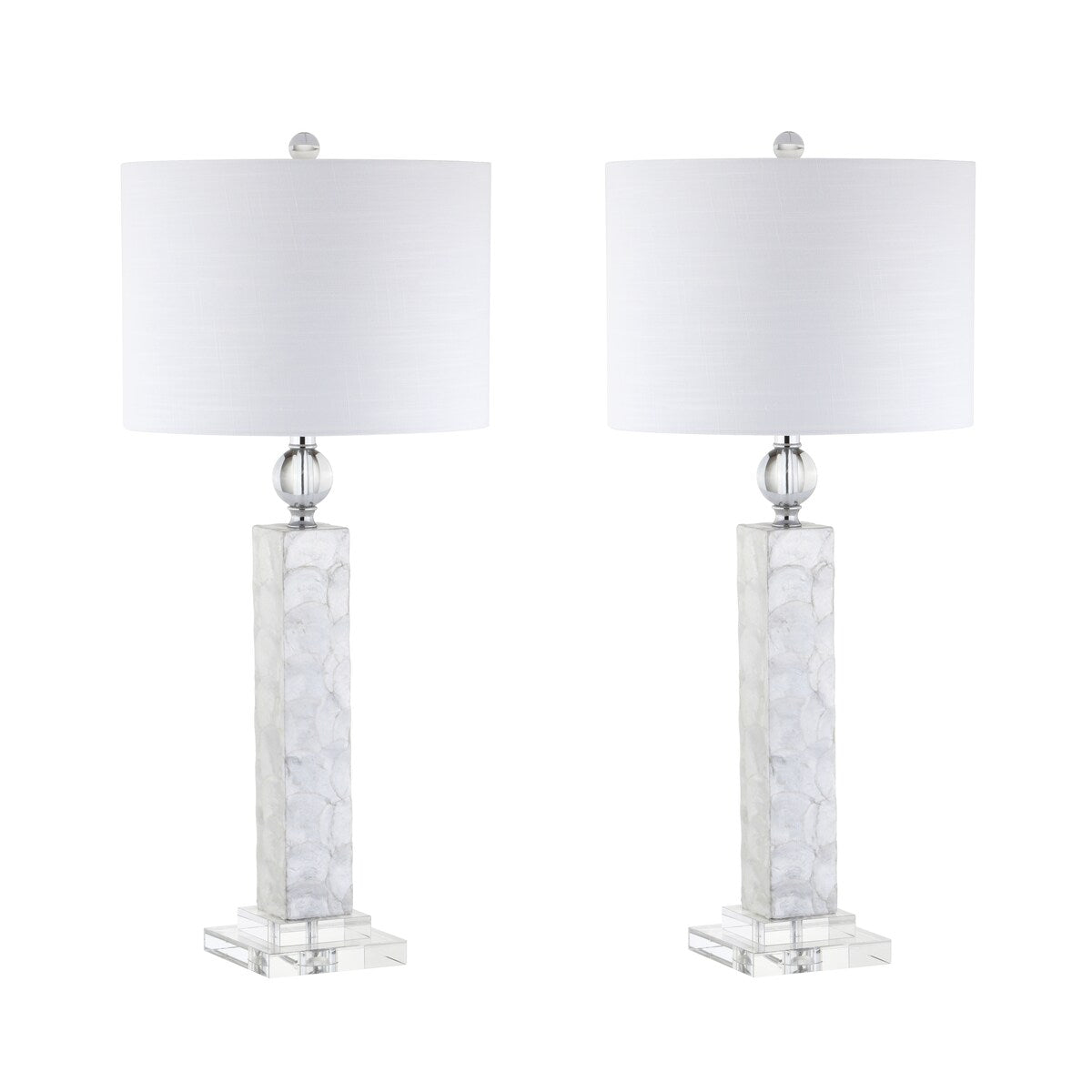 Lucille 32" LED Seashell Table Lamp, White (Set of 2) by JONATHAN Y