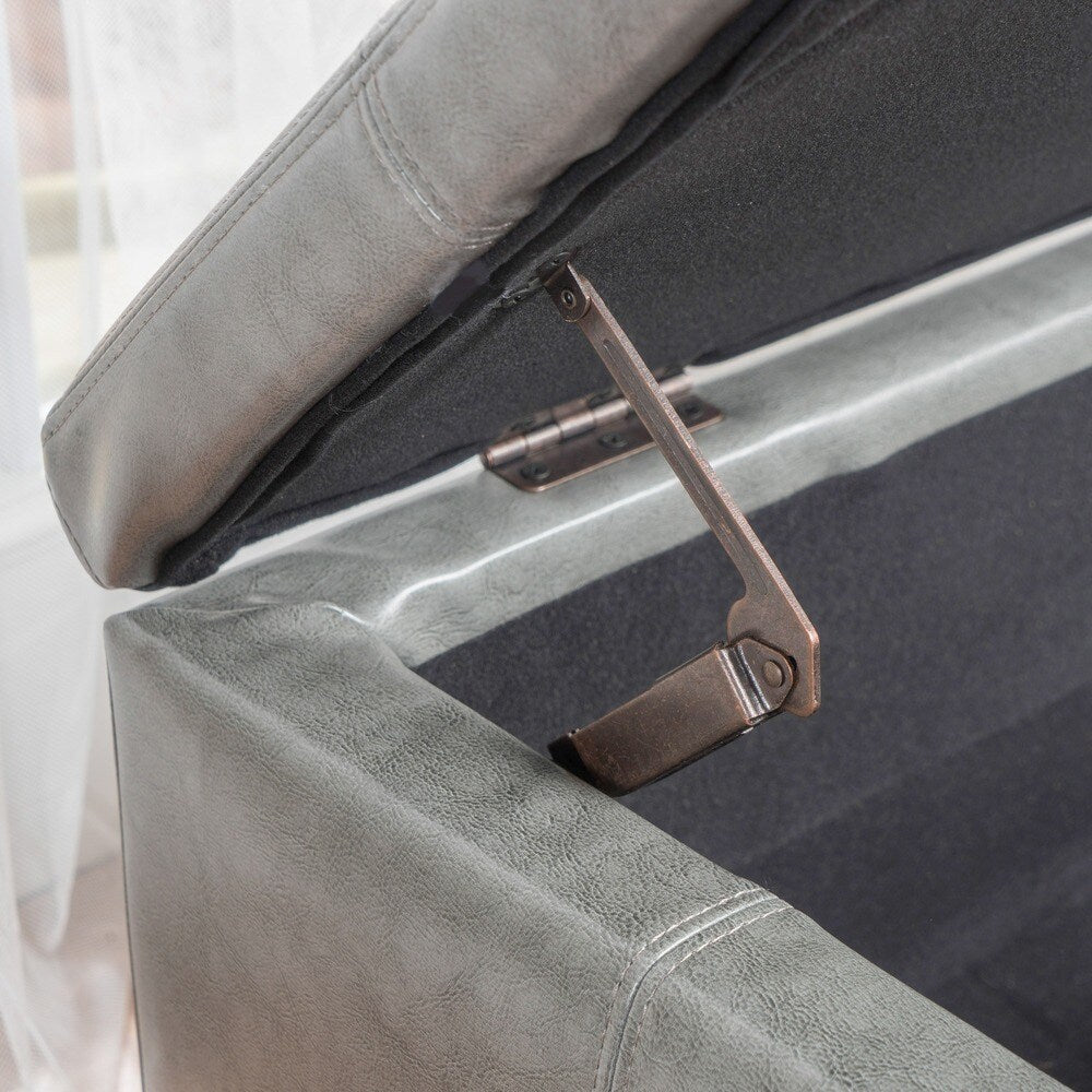 Lucinda Bonded Leather Stitched Storage Ottoman Bench by Christopher Knight Home