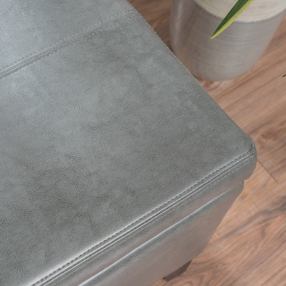 Lucinda Bonded Leather Stitched Storage Ottoman Bench by Christopher Knight Home