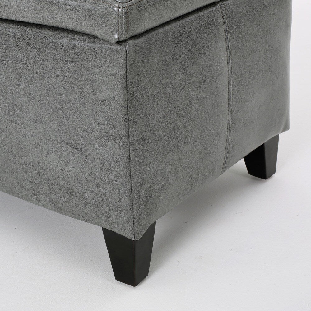 Lucinda Bonded Leather Stitched Storage Ottoman Bench by Christopher Knight Home