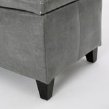 Lucinda Bonded Leather Stitched Storage Ottoman Bench by Christopher Knight Home