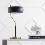 Lucius 22.5" Moody Metal LED Desk Lamp, Black/Brass Gold by JONATHAN Y