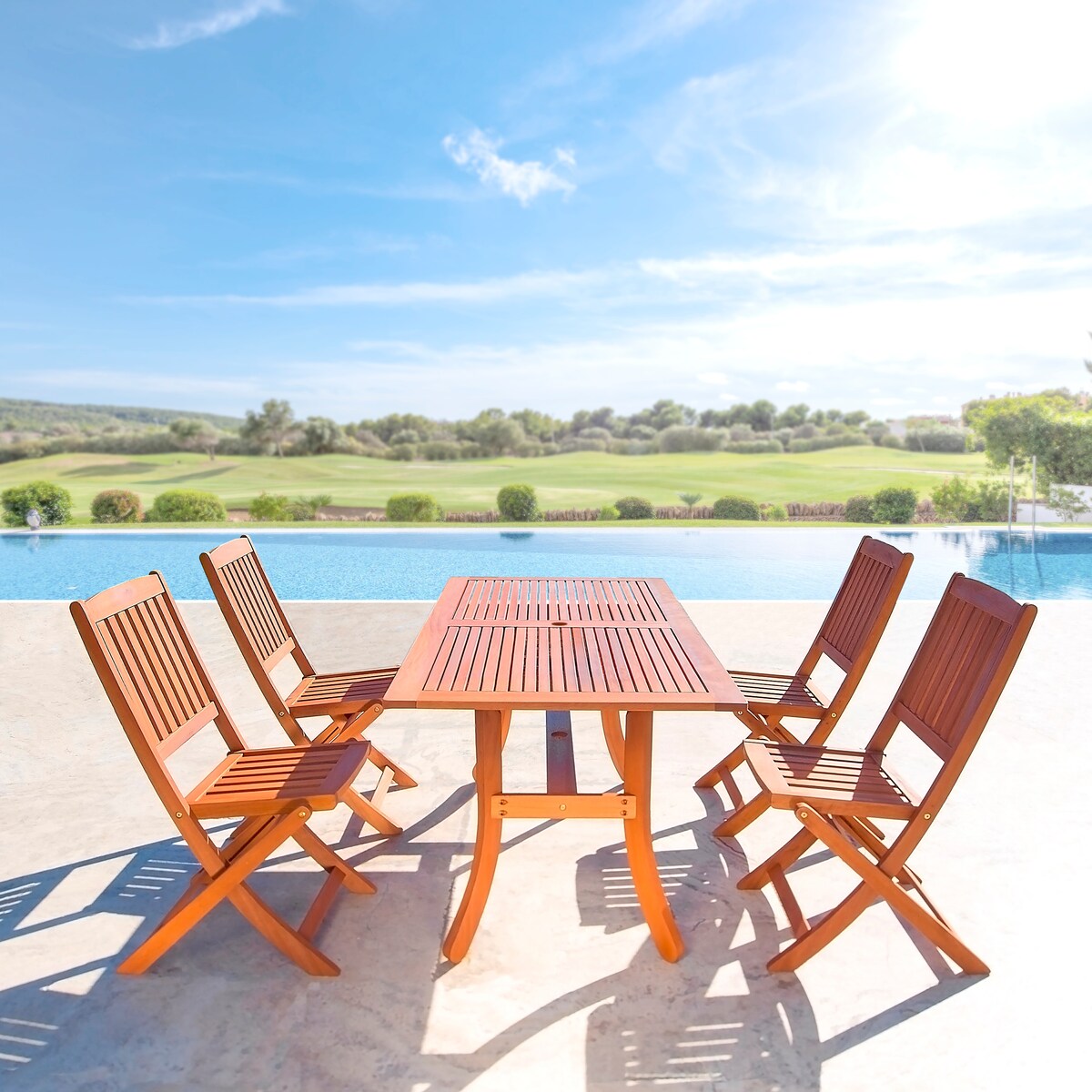 Lucius Reddish Brown Folding Bistro Table and Chair Dining Set