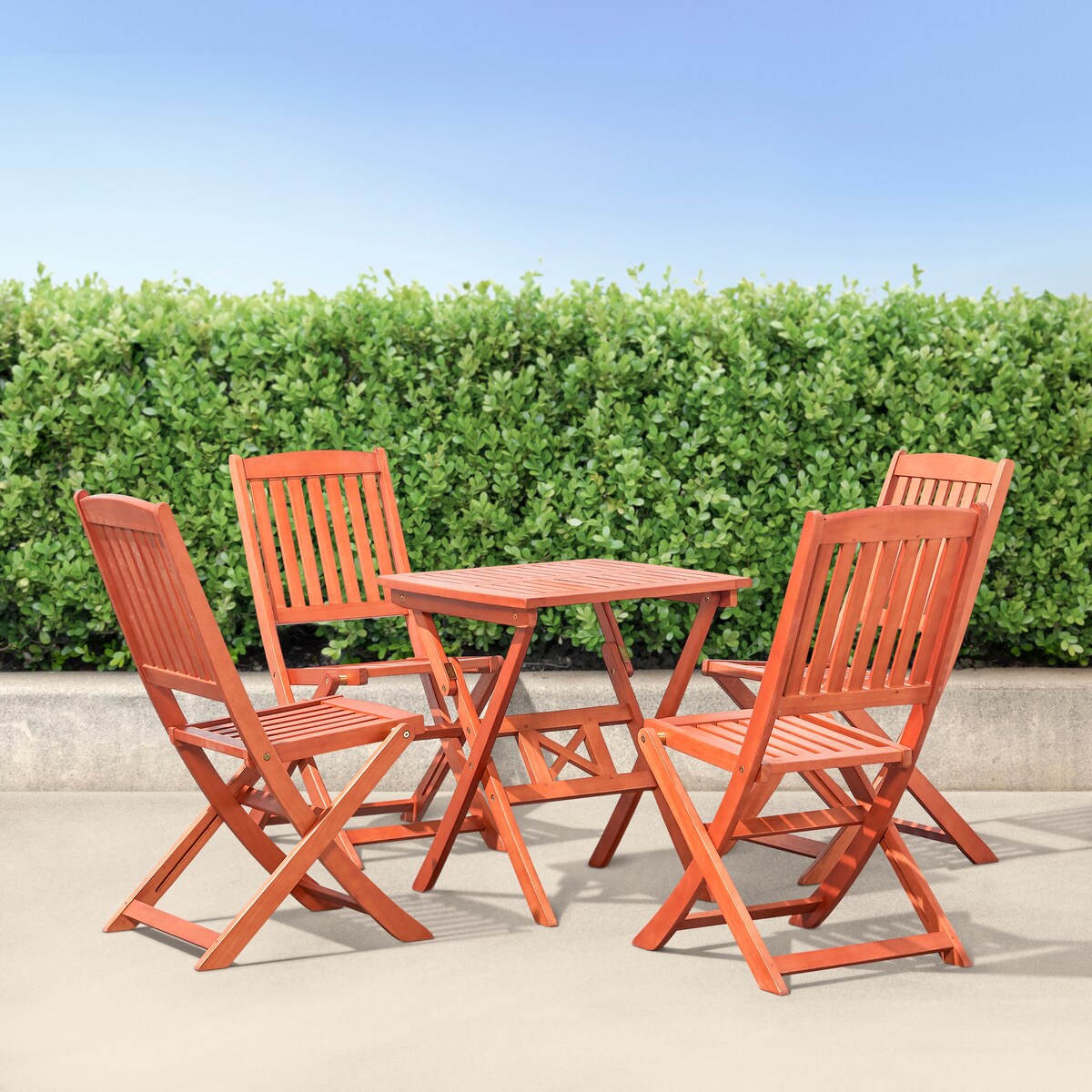 Lucius Reddish Brown Folding Bistro Table and Chair Dining Set