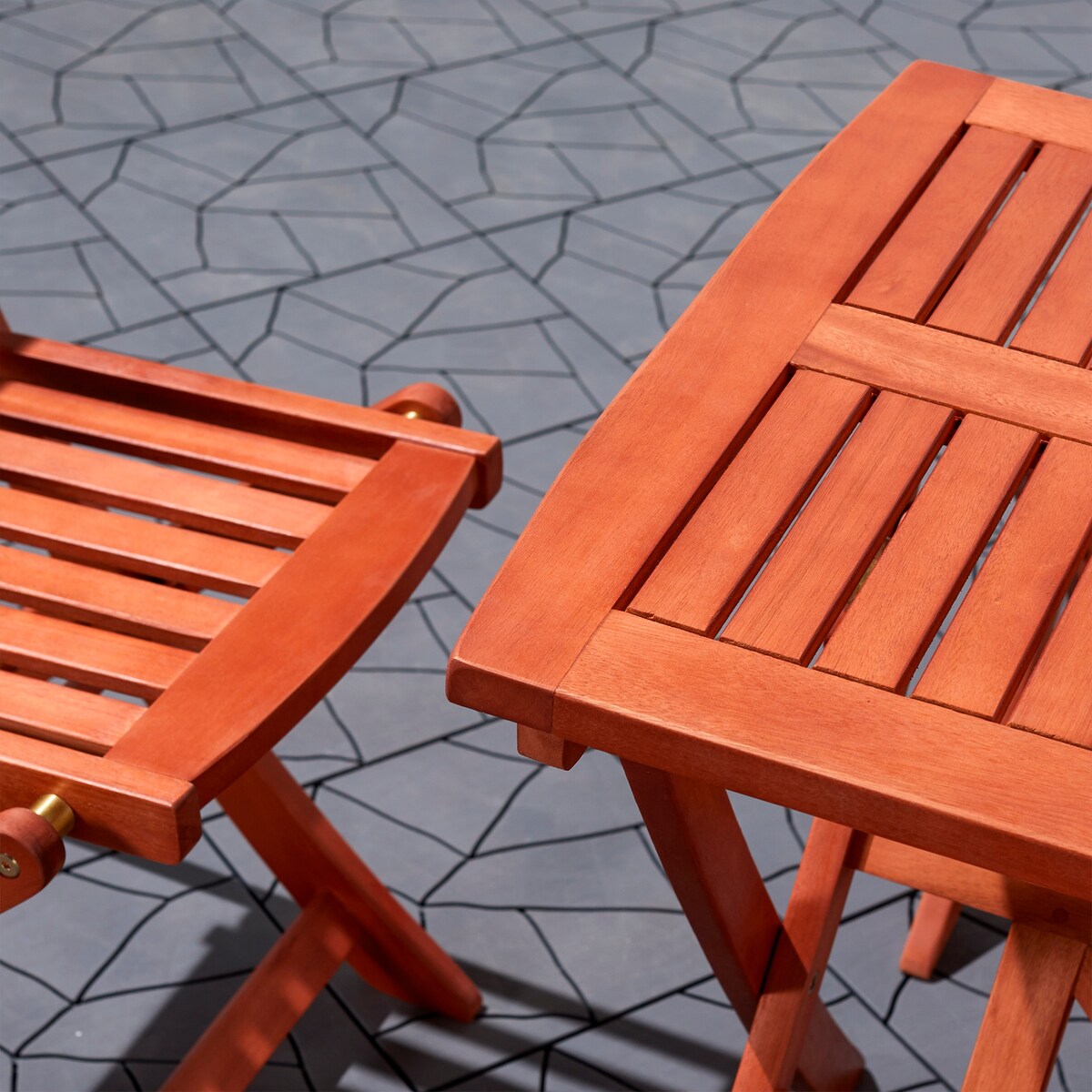 Lucius Reddish Brown Folding Bistro Table and Chair Dining Set