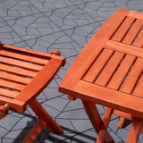 Lucius Reddish Brown Folding Bistro Table and Chair Dining Set